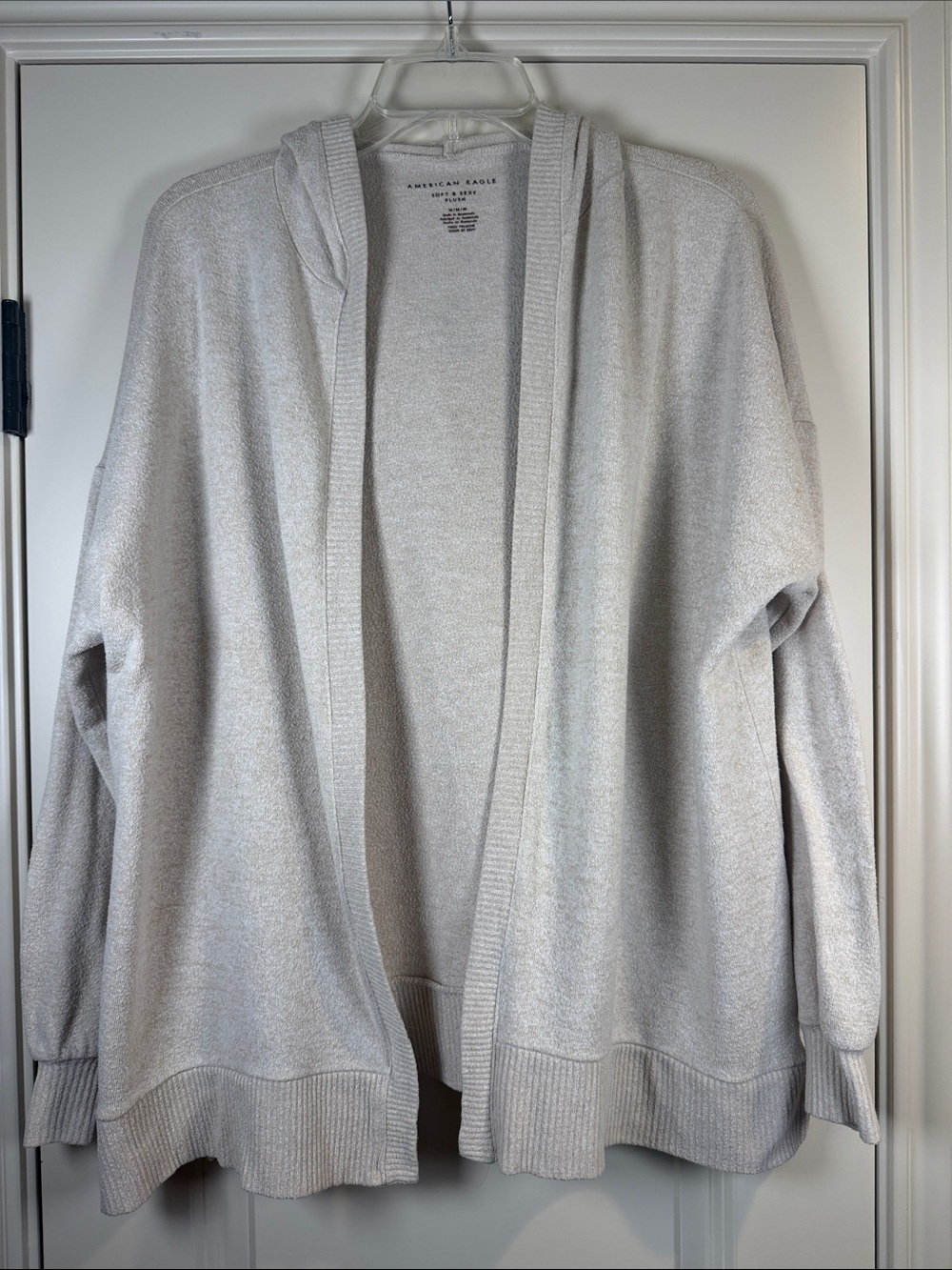 American Eagle Tan Open-Front Hooded “Soft & Sexy Plush” Cardigan - Size M
